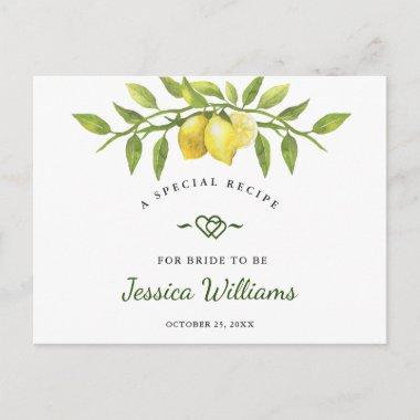 Lemons Blossom Greenery Bridal Shower Recipe Invitations