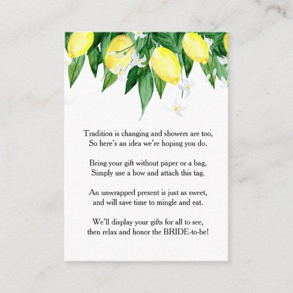 Lemons Blossom Greenery Gift Bridal Shower Enclosure Invitations