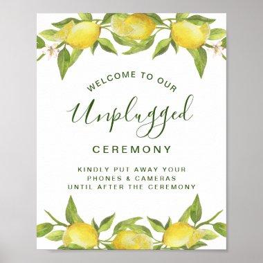 Lemons Blossom Greenery Unplugged Wedding Ceremony Poster