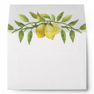 Lemons Blossom Greenery Watercolor for Invitations En Envelope