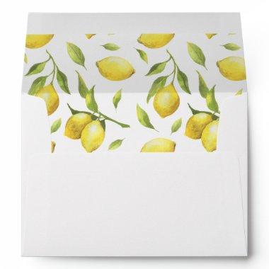 Lemons Blossom Greenery Watercolor for Invitations Envelope