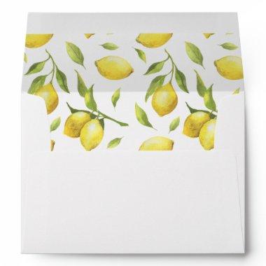 Lemons Blossom Greenery Watercolor for  Envelope