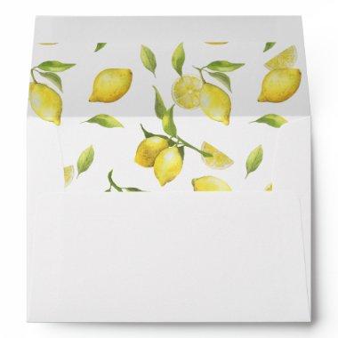 Lemons Blossom Greenery Watercolor for  Envelope