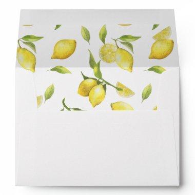 Lemons Blossom Greenery Watercolor for Invitations Envelope