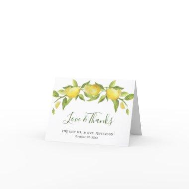 Lemons Blossom Greenery Watercolor Rustic Thank You