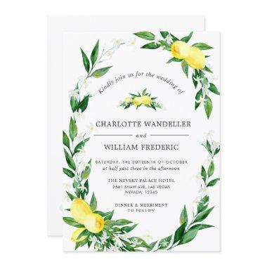 Lemons Blossom Greenery Watercolor Wedding