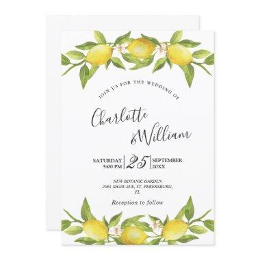 Lemons Blossom Greenery Watercolor Wedding