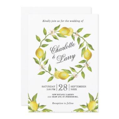 Lemons Blossom Greenery Watercolor Wedding