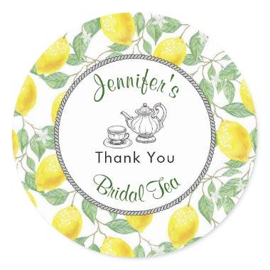 Lemons Branch and Tea Bridal Shower Thank You Classic Round Sticker