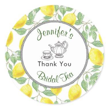 Lemons Branch and Tea Bridal Shower Thank You Classic Round Sticker