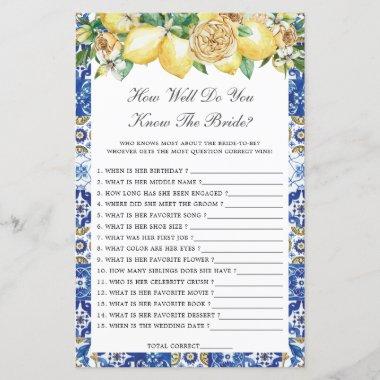 Lemons Bridal How Well Do You Know the Bride Game