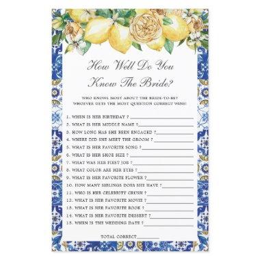 Lemons Bridal How Well Do You Know the Bride Game