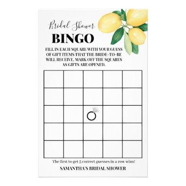 Lemons Bridal Shower Bingo Game Invitations Flyer