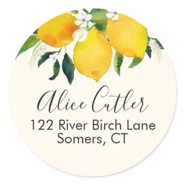 Lemons Bridal Shower Circle Address Envelope Seal