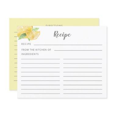 Lemons Bridal Shower Recipe Invitations