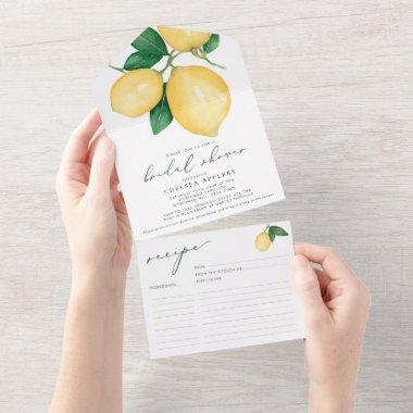 Lemons Bridal Shower Recipe Invitations Tear off Invite