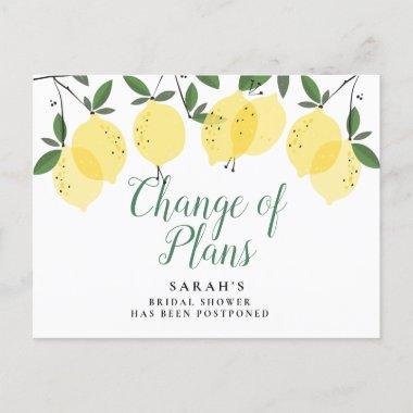 Lemons Change of Plans Postponed Bridal Shower Announcement PostInvitations