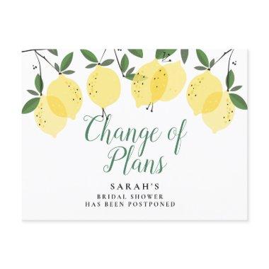 Lemons Change of Plans Postponed Bridal Shower Announcement PostInvitations