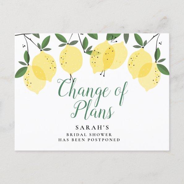 Lemons Change of Plans Postponed Bridal Shower Announcement PostInvitations