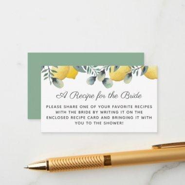 Lemons & Eucalyptus Bridal Shower Recipe Request Enclosure Invitations