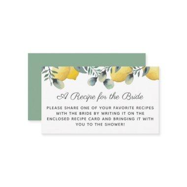 Lemons & Eucalyptus Bridal Shower Recipe Request Enclosure Invitations