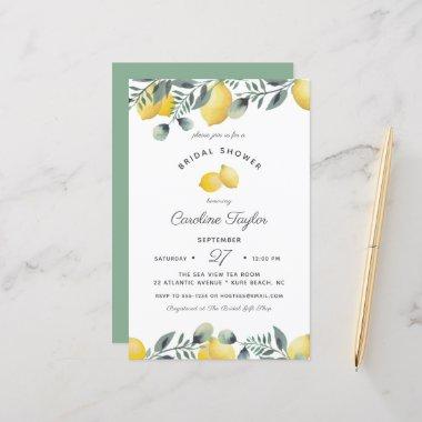 Lemons Eucalyptus Budget Bridal Shower Invitations