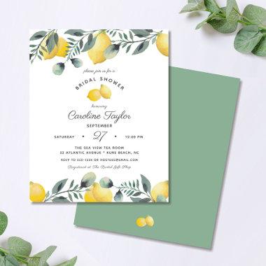 Lemons Eucalyptus Budget Bridal Shower Invitations