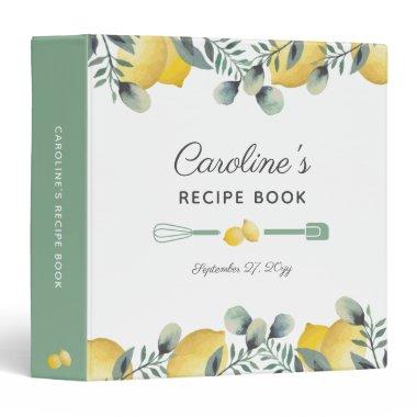 Lemons & Eucalyptus Recipe Cookbook 3 Ring Binder
