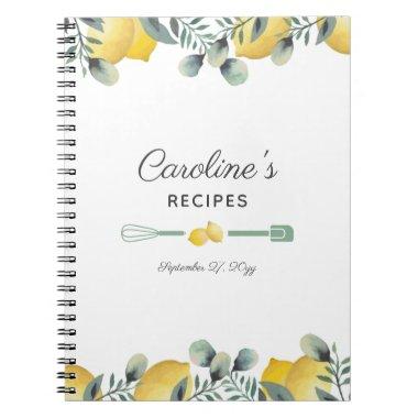 Lemons & Eucalyptus Recipe Cookbook Notebook