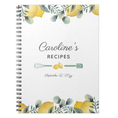 Lemons & Eucalyptus Recipe Cookbook Notebook