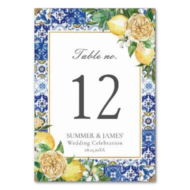 Lemons Floral Greenery Wedding Bridal Baby Shower Table Number