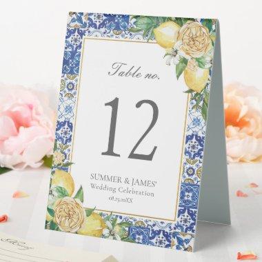 Lemons Floral Wedding Bridal Baby Shower Menu Table Tent Sign