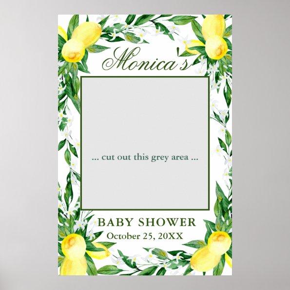 Lemons Greenery Blossom Baby Shower Photo Prop Poster