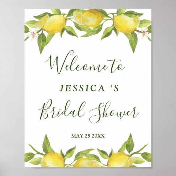 Lemons Greenery Blossom Bridal Shower Sign