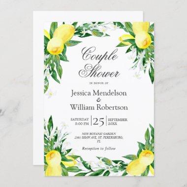 Lemons Greenery Blossom Couple Shower Invitations