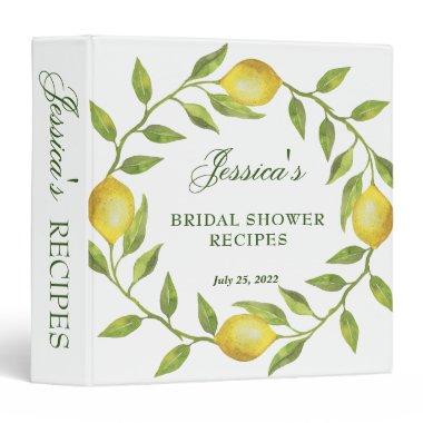 Lemons & Greenery Bridal Shower Recipe Binder