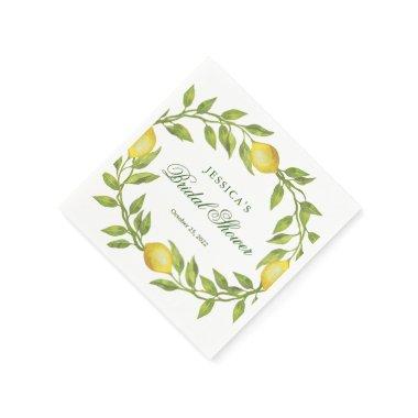 Lemons & Greenery Watercolor Bridal Shower Paper Napkins