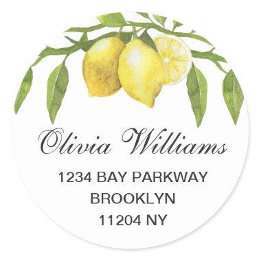Lemons Greenery Watercolor Return Address Label