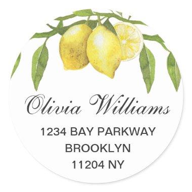 Lemons Greenery Watercolor Return Address Label