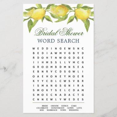 Lemons & Greenery Word Search Bridal Shower Game