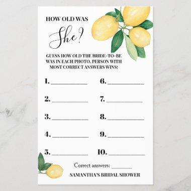 Lemons How old was She  Game  Flyer