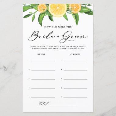Lemons How Old Was the Bride and Groom Game