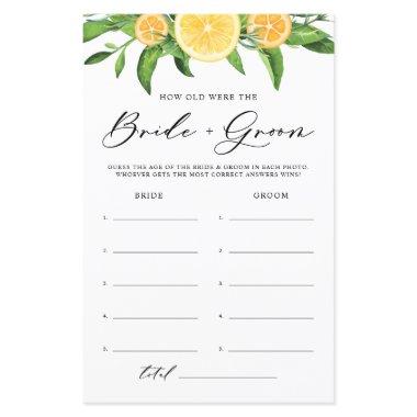 Lemons How Old Was the Bride and Groom Game