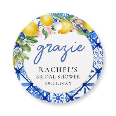 Lemons Italian Blue Tiles  Grazie Favor Tags