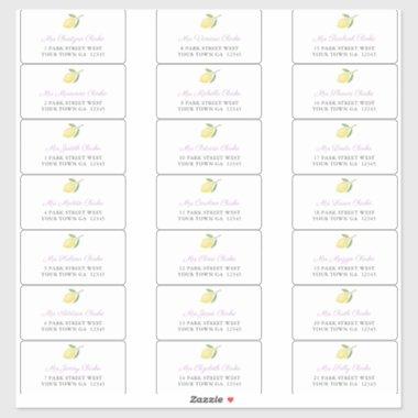Lemons Lavender Charcoal Guest Envelope Address Sticker