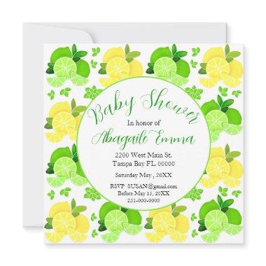 Lemons limes sunny citrus Baby Shower Invitations