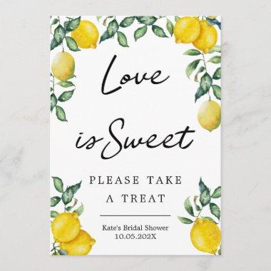 Lemons Love is sweet take a treat favor sign small Invitations
