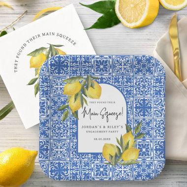 Lemons & Mediterranean Main Squeeze Engagement Paper Plates