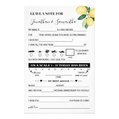 Lemons Note for Couple Wedding Activity Game Invitations Flyer