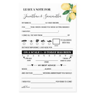 Lemons Note for Couple Wedding Activity Game  Flyer